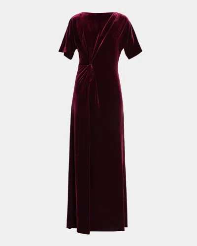 Black Halo Cecil Velvet Gown In Burgundy