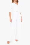 Black Halo Classic 3/4 Sleeve Jackie O Jumpsuit In White
