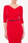 Black Halo Classic 3/4 Sleeve Jackie O Sheath Dress In Red