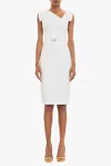 Black Halo Jacqueline Midi Gabardine Sheath Dress In White