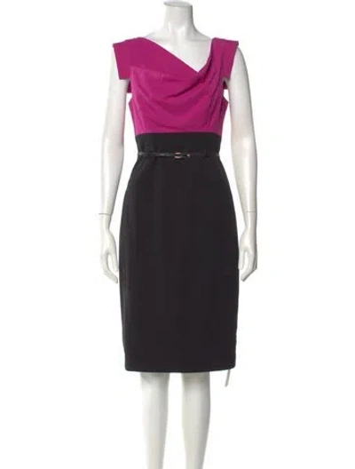 Pre-owned Black Halo Colorblock Pattern Knee-length Dress In Black