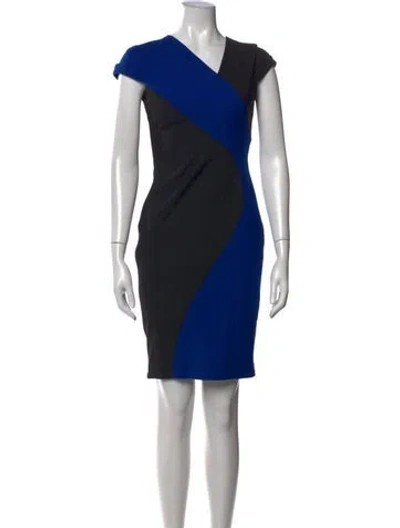 Pre-owned Black Halo Colorblock Pattern Knee-length Dress In Blue