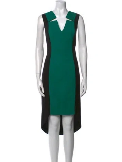 Pre-owned Black Halo Colorblock Pattern Midi Length Dress In Black