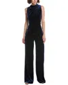 Black Halo Corrine Velvet Wide Leg Jumpsuit In Deep Wave In Blue