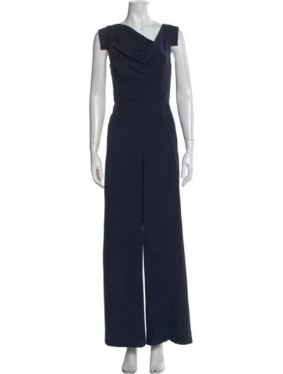 Pre-owned Black Halo Cowl Neck Jumpsuit In Blue