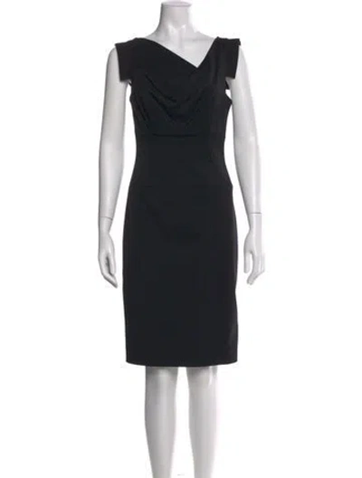 Pre-owned Black Halo Cowl Neck Knee-length Dress In Black