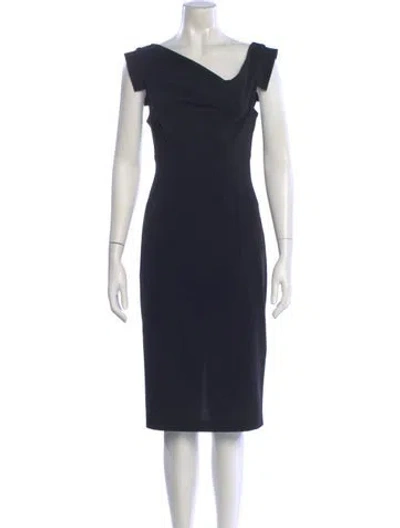 Pre-owned Black Halo Cowl Neck Knee-length Dress In Black