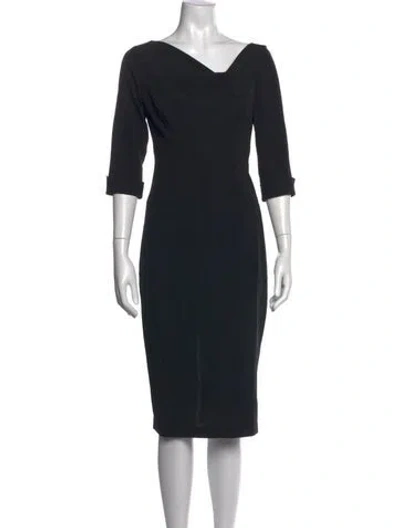 Pre-owned Black Halo Cowl Neck Knee-length Dress In Black