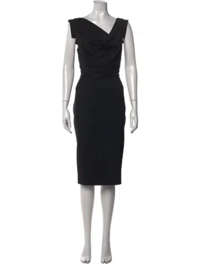 Pre-owned Black Halo Cowl Neck Knee-length Dress In Black