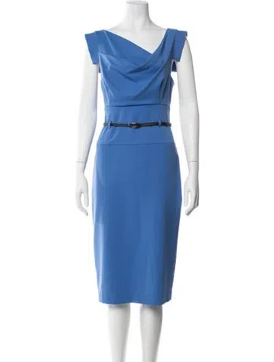 Pre-owned Black Halo Cowl Neck Knee-length Dress In Blue