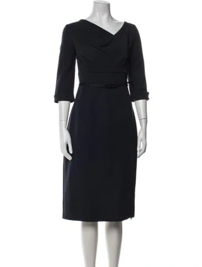 Pre-owned Black Halo Cowl Neck Knee-length Dress In Blue