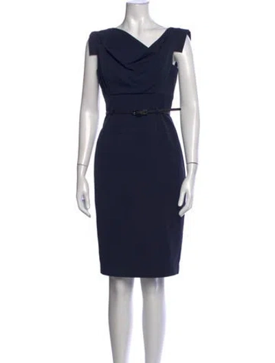 Pre-owned Black Halo Cowl Neck Knee-length Dress In Blue