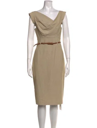 Pre-owned Black Halo Cowl Neck Knee-length Dress In Brown