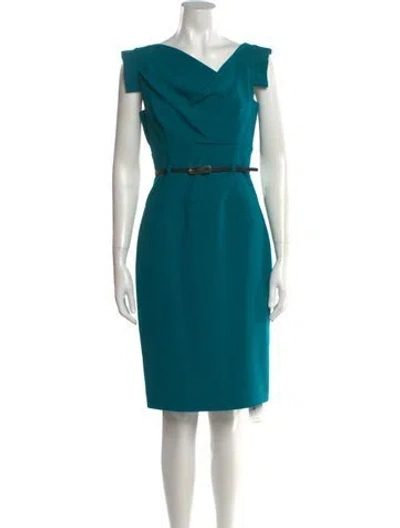 Pre-owned Black Halo Cowl Neck Knee-length Dress In Green