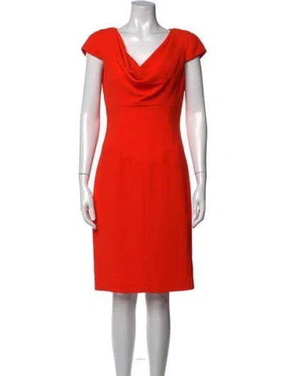Pre-owned Black Halo Cowl Neck Knee-length Dress In Orange