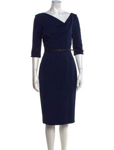 Pre-owned Black Halo Cowl Neck Knee-length Dress W/ Tags In Blue
