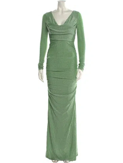 Pre-owned Black Halo Cowl Neck Long Dress W/ Tags In Green