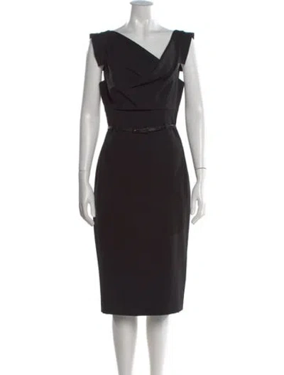 Pre-owned Black Halo Cowl Neck Midi Length Dress In Black