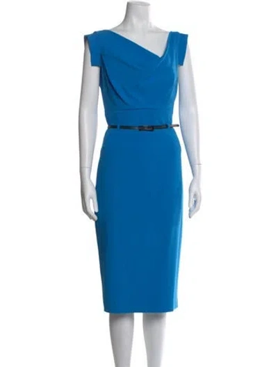 Pre-owned Black Halo Cowl Neck Midi Length Dress In Blue