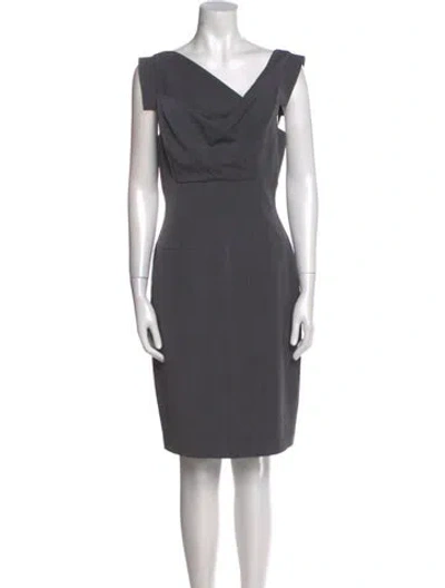 Pre-owned Black Halo Cowl Neck Midi Length Dress In Gray