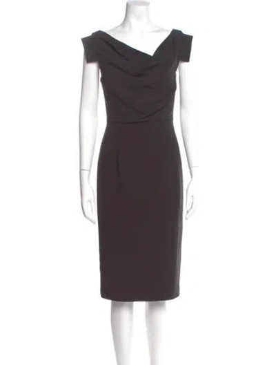 Pre-owned Black Halo Cowl Neck Midi Length Dress In Gray