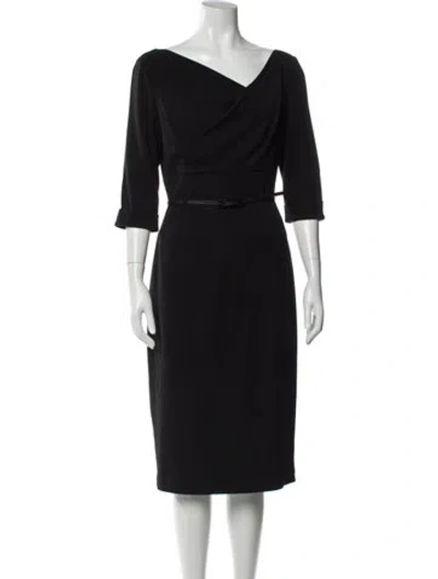 Pre-owned Black Halo Cowl Neck Midi Length Dress In Gray