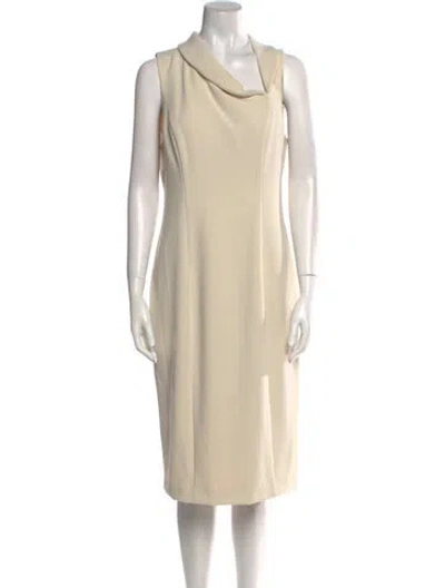 Pre-owned Black Halo Cowl Neck Midi Length Dress In Neutral
