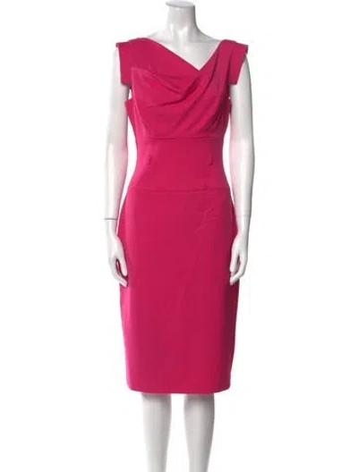 Pre-owned Black Halo Cowl Neck Midi Length Dress In Pink