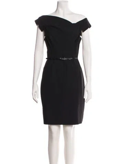 Pre-owned Black Halo Cowl Neck Mini Dress In Black