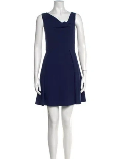 Pre-owned Black Halo Cowl Neck Mini Dress In Blue