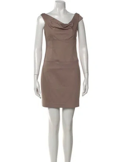 Pre-owned Black Halo Cowl Neck Mini Dress In Brown