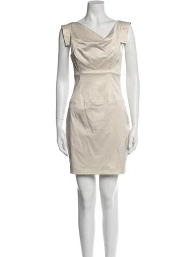 Pre-owned Black Halo Cowl Neck Mini Dress In Neutral