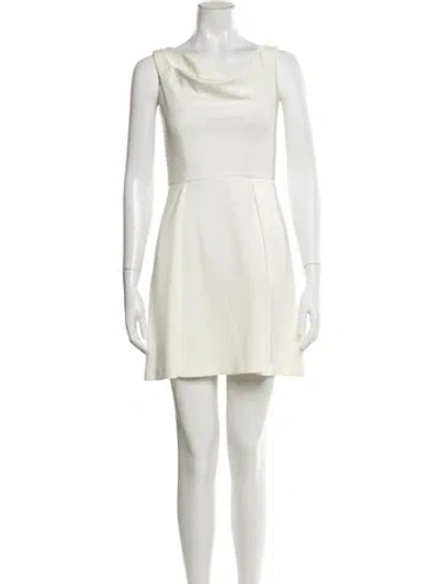 Pre-owned Black Halo Cowl Neck Mini Dress In White