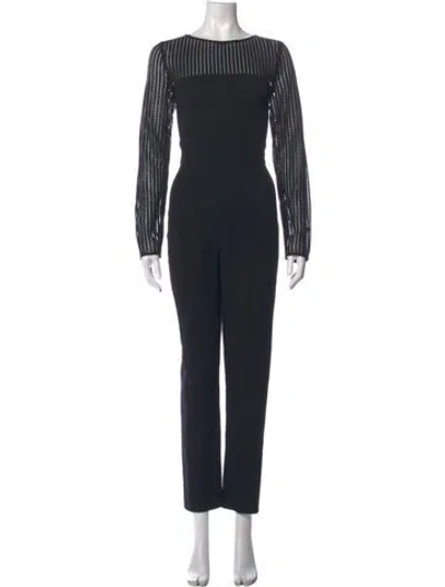 Pre-owned Black Halo Crew Neck Jumpsuit In Black