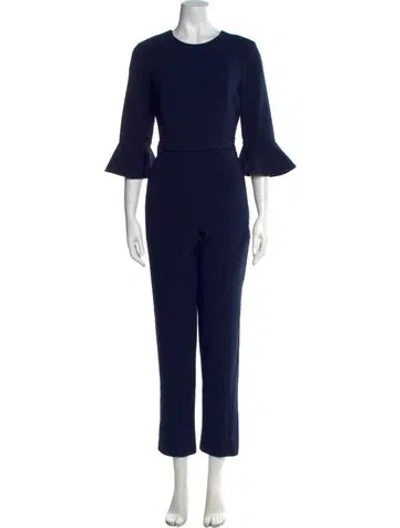 Pre-owned Black Halo Crew Neck Jumpsuit In Blue