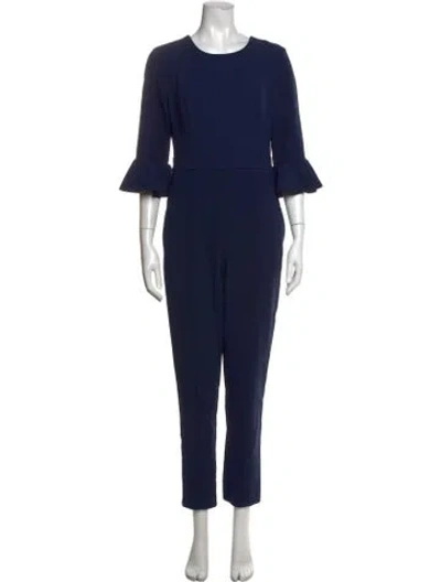 Pre-owned Black Halo Crew Neck Jumpsuit In Blue