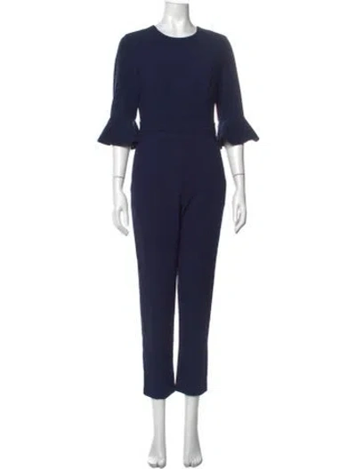 Pre-owned Black Halo Crew Neck Jumpsuit In Blue