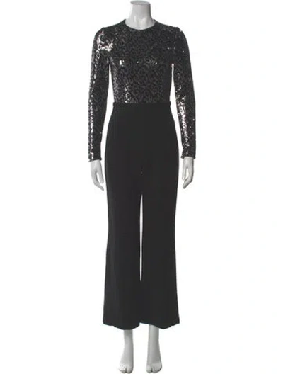 Pre-owned Black Halo Crew Neck Jumpsuit In Gray