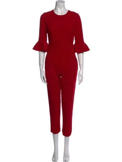 Pre-owned Black Halo Crew Neck Jumpsuit In Red
