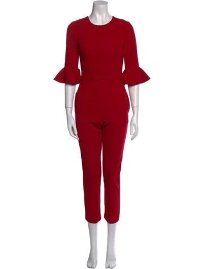 Pre-owned Black Halo Crew Neck Jumpsuit In Red