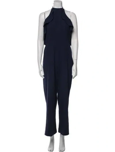 Pre-owned Black Halo Crew Neck Jumpsuit In White
