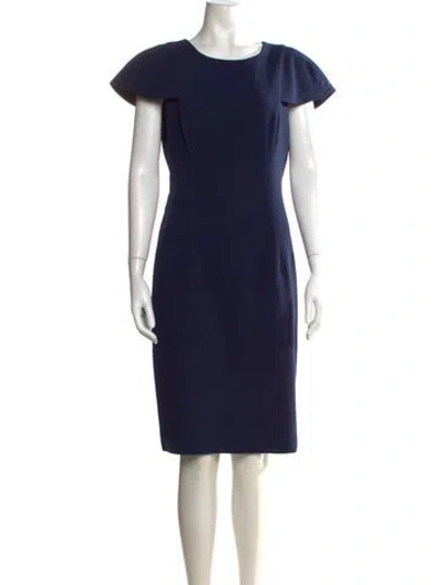Pre-owned Black Halo Crew Neck Knee-length Dress In Blue