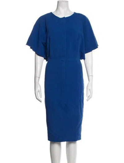 Pre-owned Black Halo Crew Neck Knee-length Dress In Blue