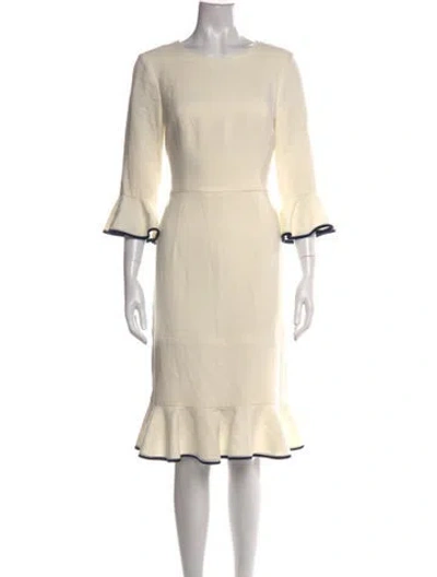 Pre-owned Black Halo Crew Neck Knee-length Dress In Neutrals