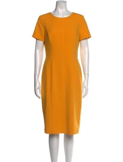 Pre-owned Black Halo Crew Neck Knee-length Dress In Yellow