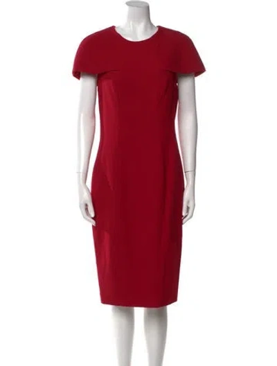 Pre-owned Black Halo Crew Neck Midi Length Dress In Red