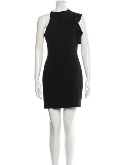 Pre-owned Black Halo Crew Neck Mini Dress In Black