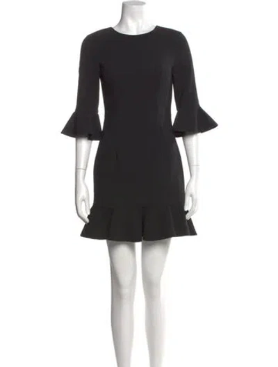 Pre-owned Black Halo Crew Neck Mini Dress In Black