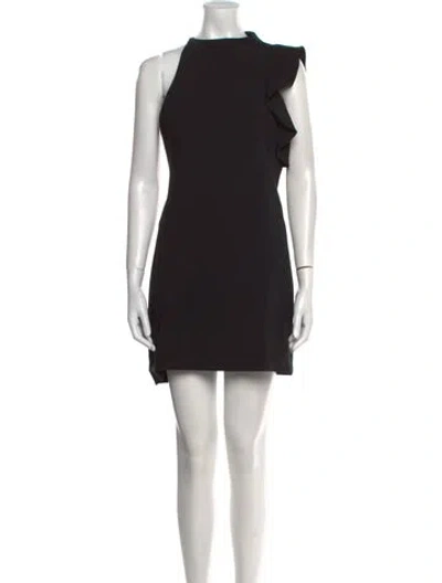 Pre-owned Black Halo Crew Neck Mini Dress In Black