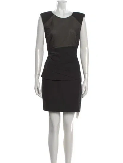 Pre-owned Black Halo Crew Neck Mini Dress In Black